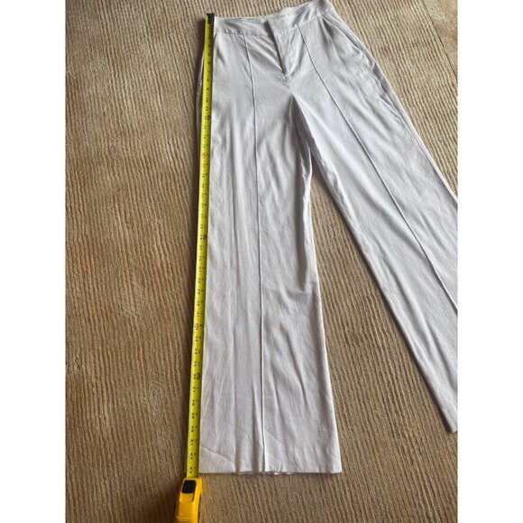 Alice + Olivia Dylan High Waisted Linen Blend Wide Leg Pants White Size 4 - Picture 8 of 9